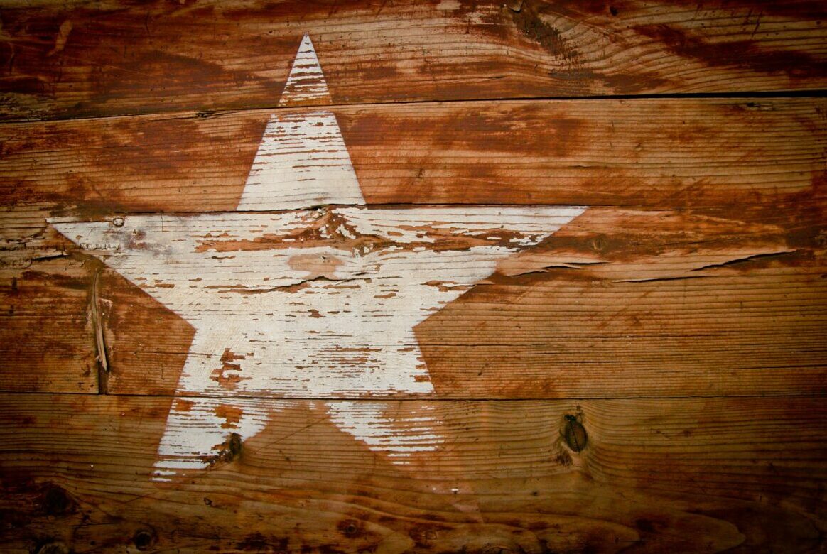 texas star engraved in wood