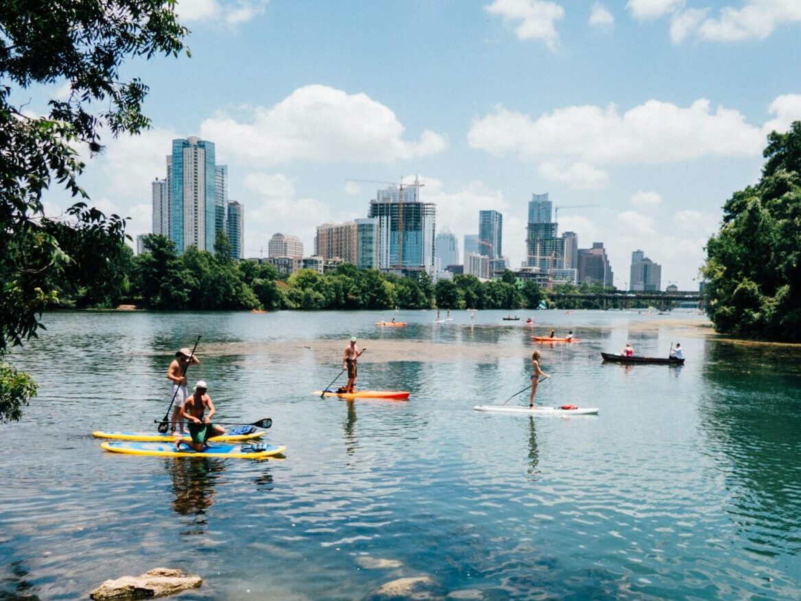 people at a lake in Austin