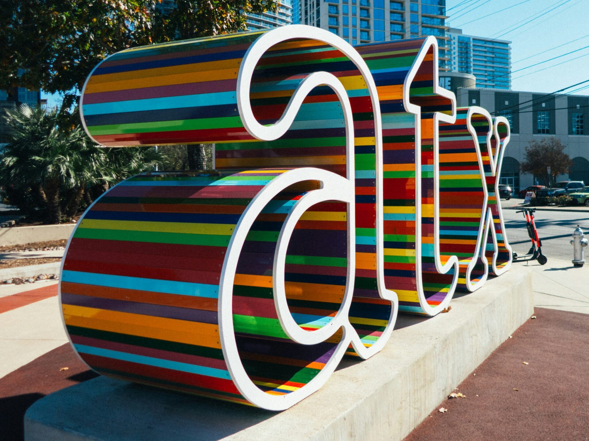 3D colorful sculpture of the letters "ATX"