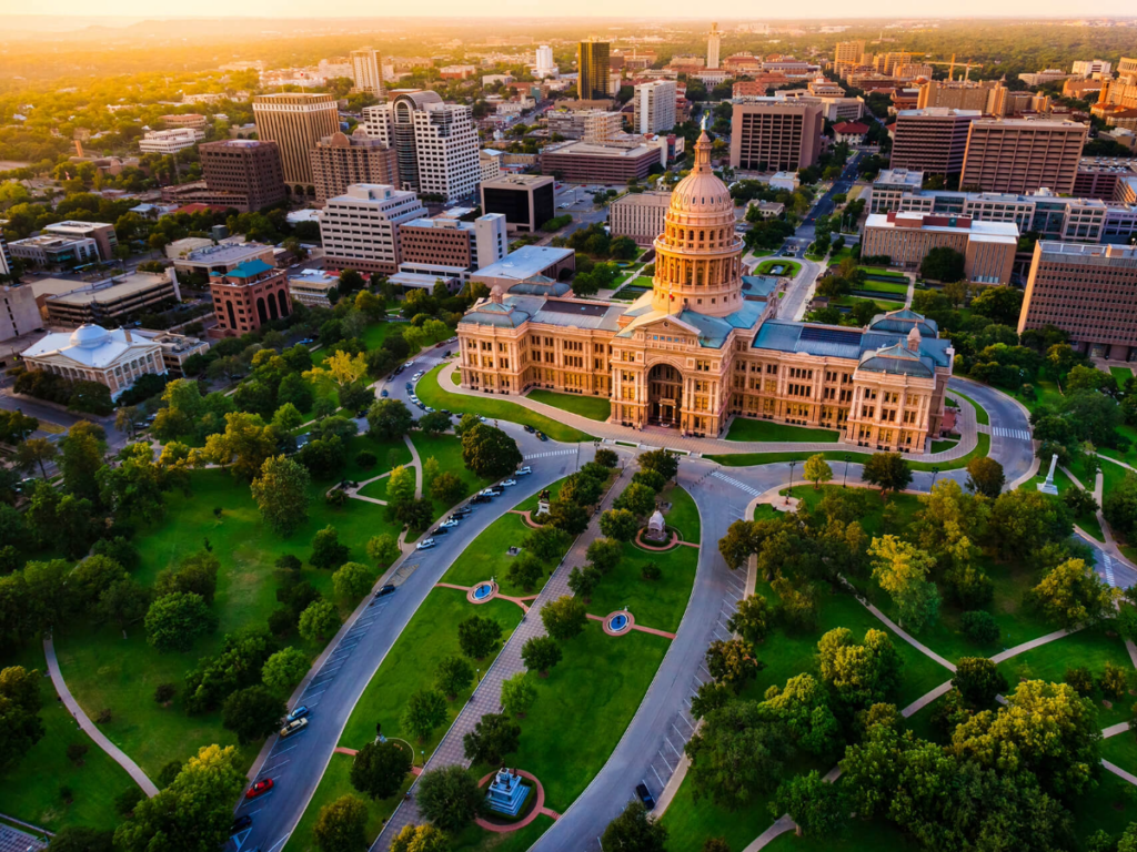 Ariel view of capital of Austin.