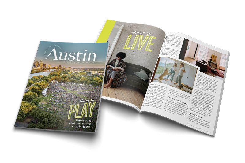 Austin Relocation Guide with LIVE section spread