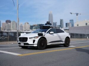 Waymo-operated Jaguar I-Pace in San Francisco for article Driverless Rides in Austin for newcomers moving to Austin.