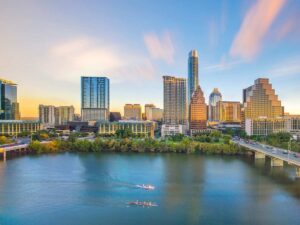 Austin skyline on a clear sunny morning for article What’s the Weather Like in Austin Year-Round? For newcomers moving to Austin.