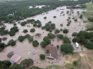 Aerial view of flooding in Texas - Heavy flooding near Hunt, Texas, on 4 July 2025 -Texas Floods 2025: Current Devastation & A Stark Historical Look